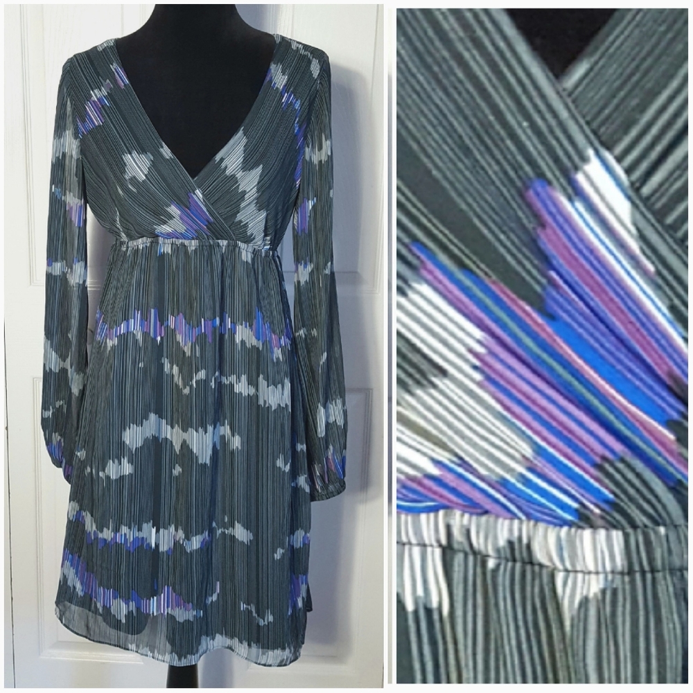Gianni Bini Print Long Sleeve Surplice Wrap Dress